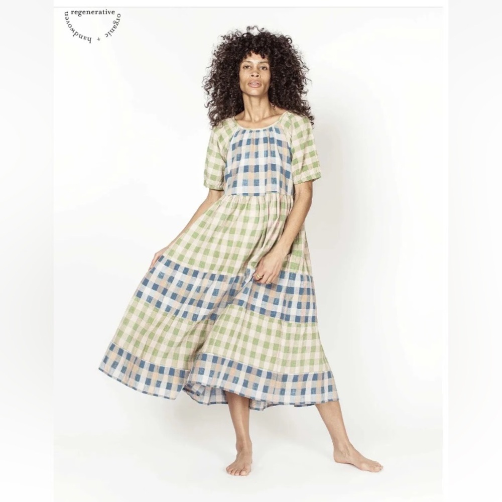 Ace & Jig Plaid Maxi Dress in Green and Blue